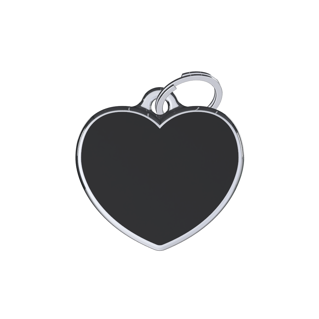Solid Heart Black ID Tag