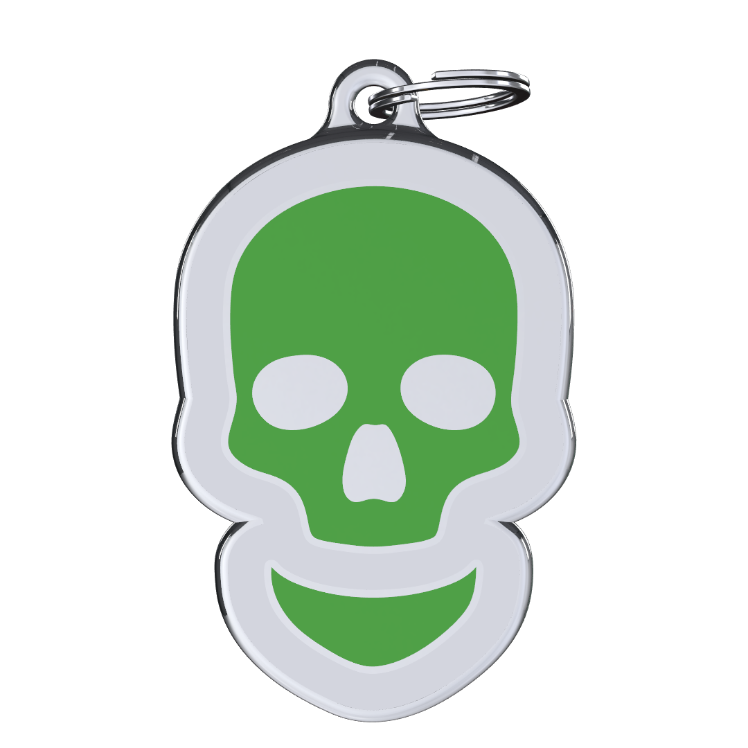 Vivid Skull Green ID Tag