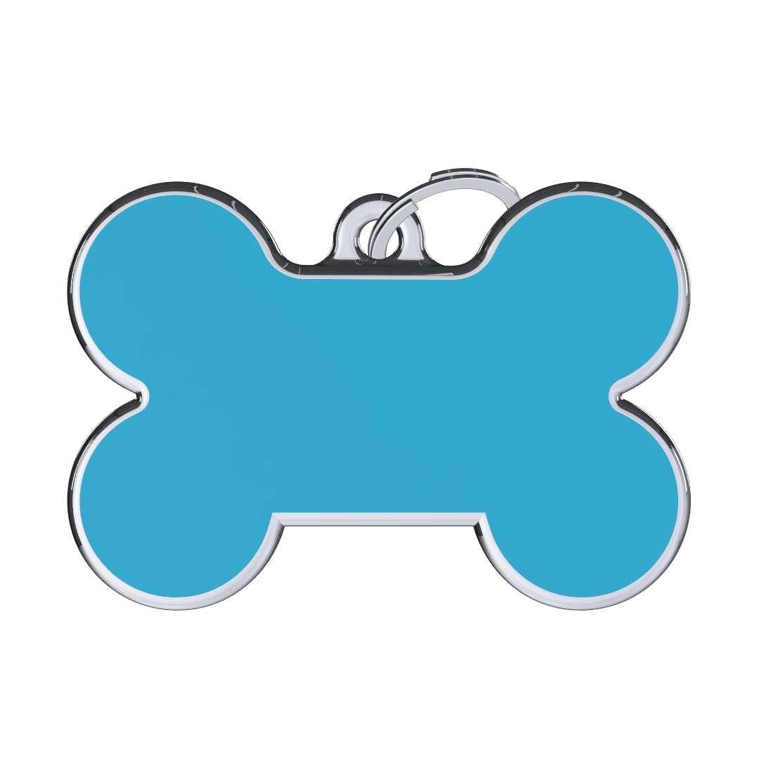 Solid Bone Blue ID Tag Medium