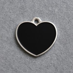 Solid Heart Black ID Tag