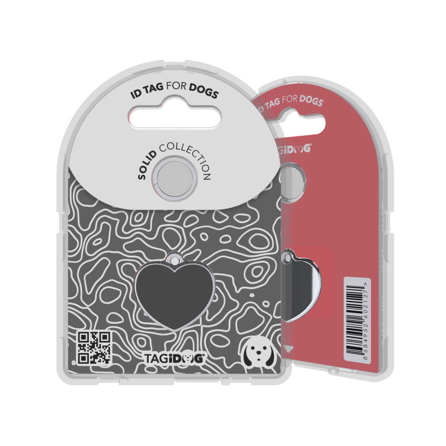Solid Heart Black ID Tag