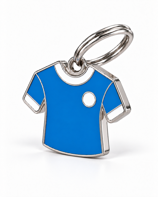 TAGiDOG Blue Knight Jersey ID Tag dog ID tag, angled view