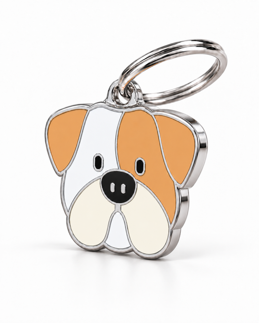 TAGiDOG Bulldog Dog ID Tag, angled view