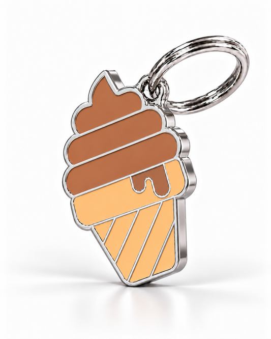 TAGiDOG Chocolate Ice Cream ID Tag dog ID tag, angled view