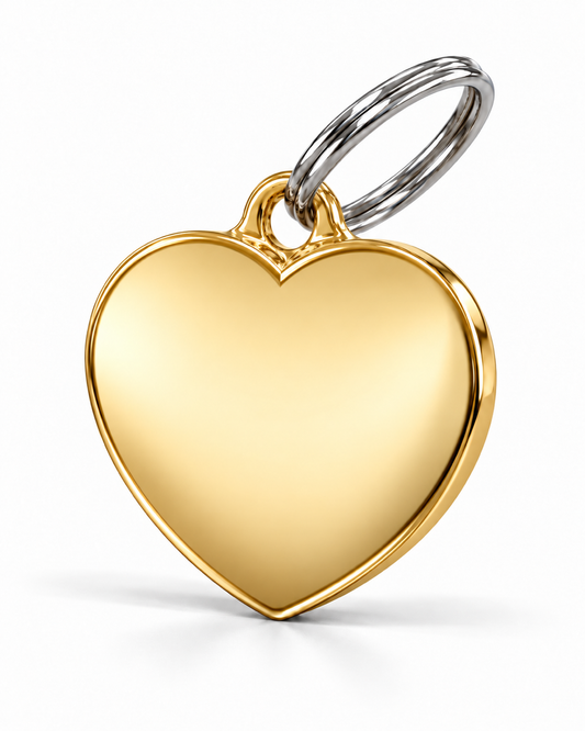 TAGiDOG Classic Gold Heart ID Tag, angled view