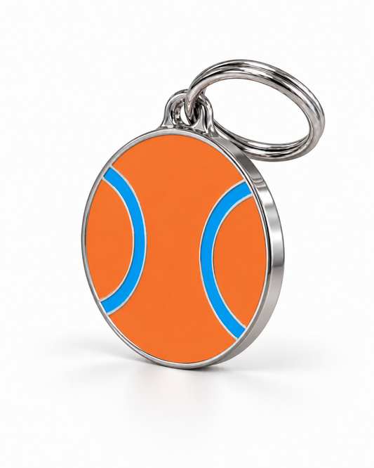 TAGiDOG Clay Court Tennis ID Tag dog ID tag, angled view