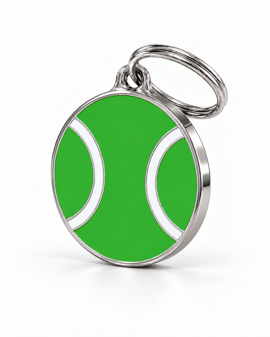 TAGiDOG Court Green Tennis ID Tag dog ID tag, angled view