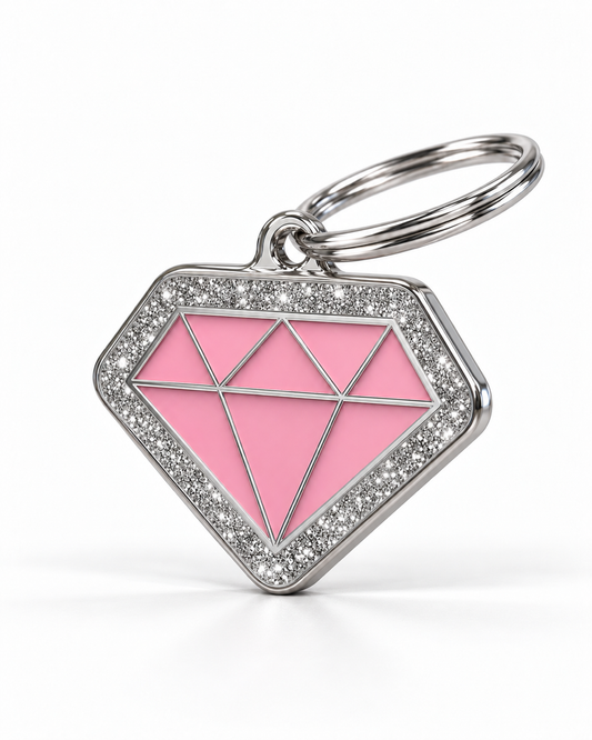 TAGiDOG Diamond Spark Pink ID Tag, angled view