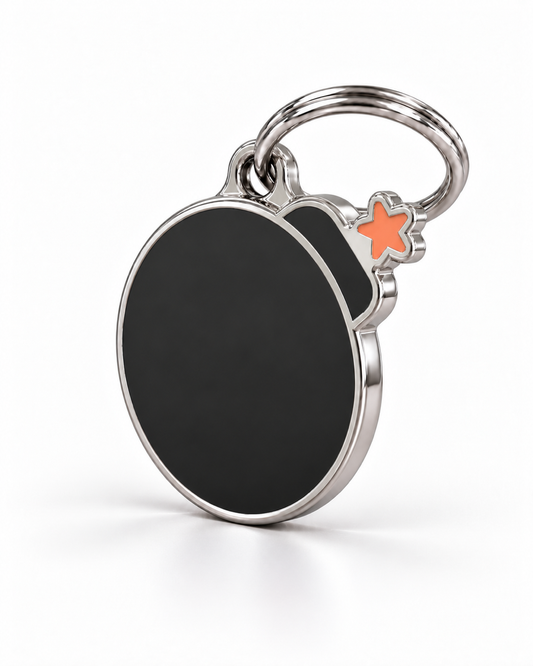 TAGiDOG Emoji Boom dog ID tag, angled view
