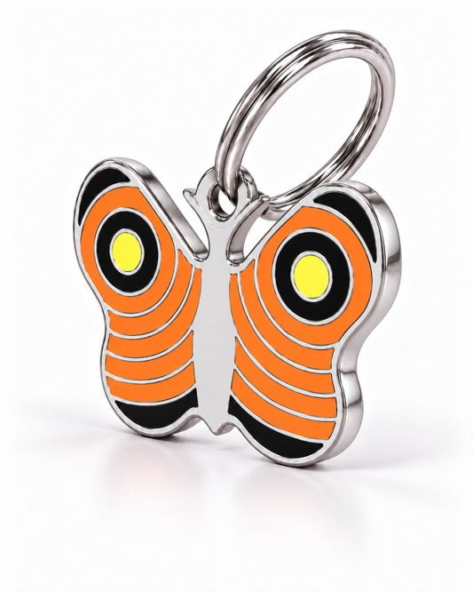 TAGiDOG Emoji Butterfly dog ID tag, angled view