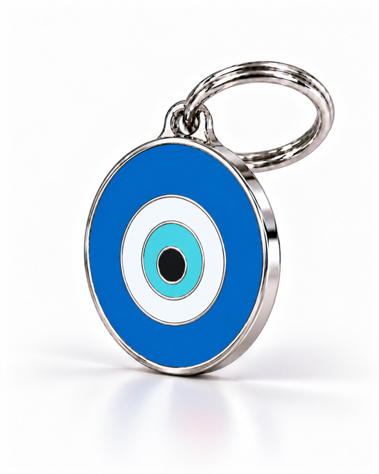 TAGiDOG Emoji Evil Eye dog ID tag, angled view