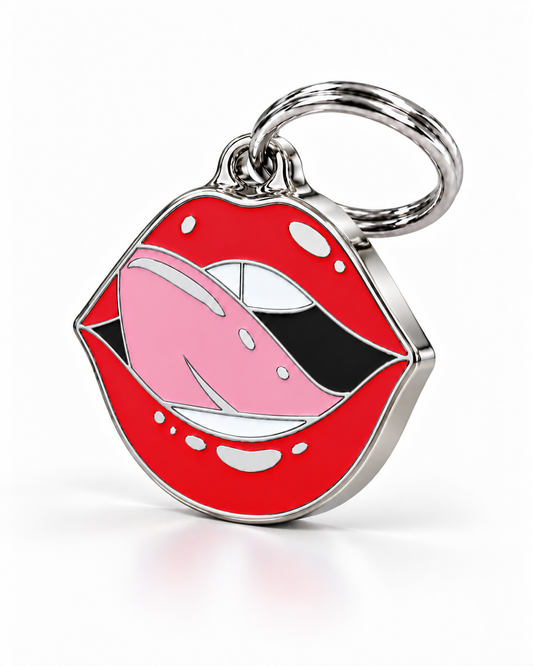 TAGiDOG Emoji Smooch dog ID tag, angled view