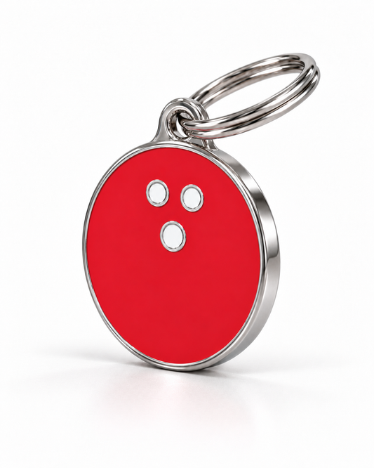 TAGiDOG Fire Strike Bowling ID Tag dog ID tag, angled view