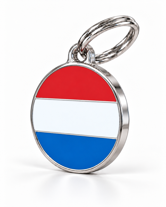 TAGiDOG Flag Netherlands ID Tag dog ID tag, angled view