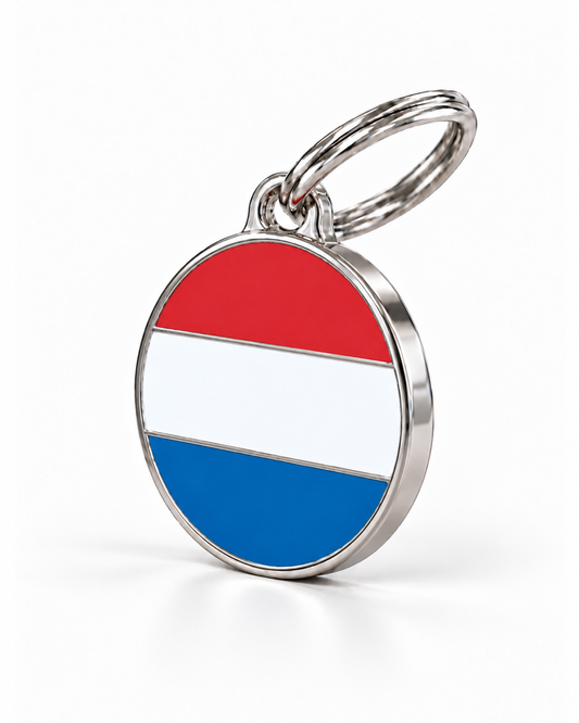TAGiDOG Flag Netherlands ID Tag Medium dog ID tag, angled view