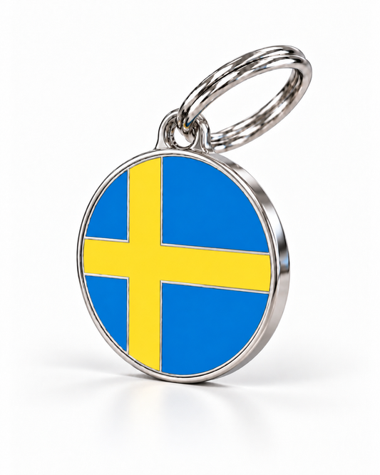 TAGiDOG Flag Sweden ID Tag dog ID tag, angled view