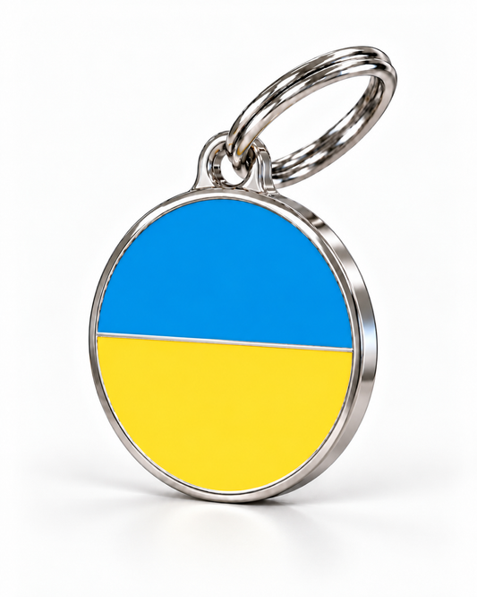 TAGiDOG Flag Ukraine ID Tag, angled view