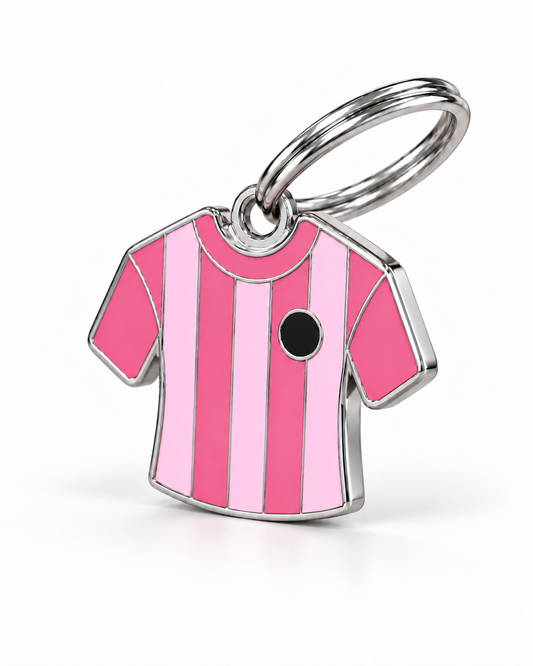 TAGiDOG Flamingos Jersey ID Tag dog ID tag, angled view