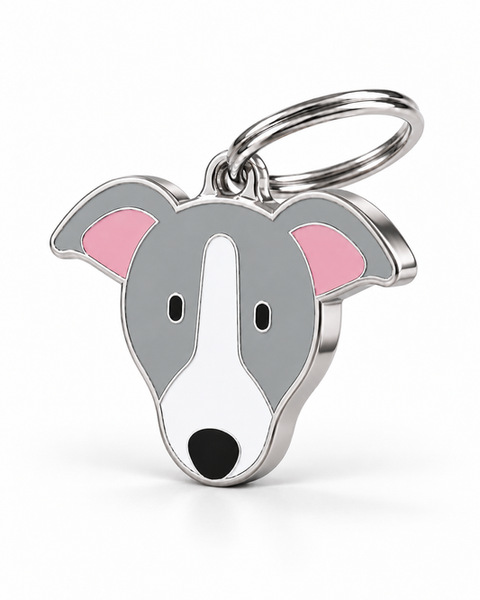 TAGiDOG Greyhound Dog ID Tag, angled view