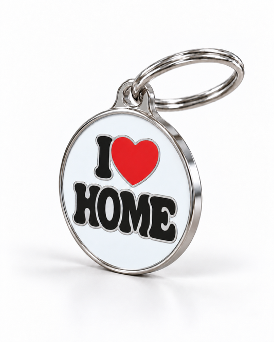 TAGiDOG I Love Home ID tag dog ID tag, angled view