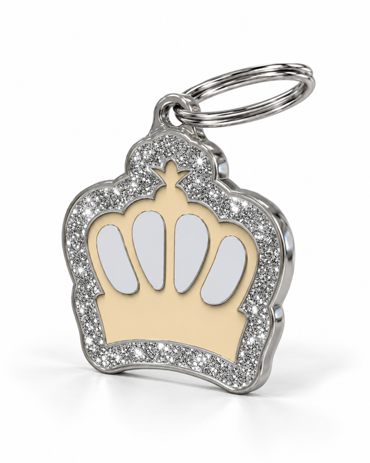 TAGiDOG King Spark Cream ID Tag dog ID tag, angled view