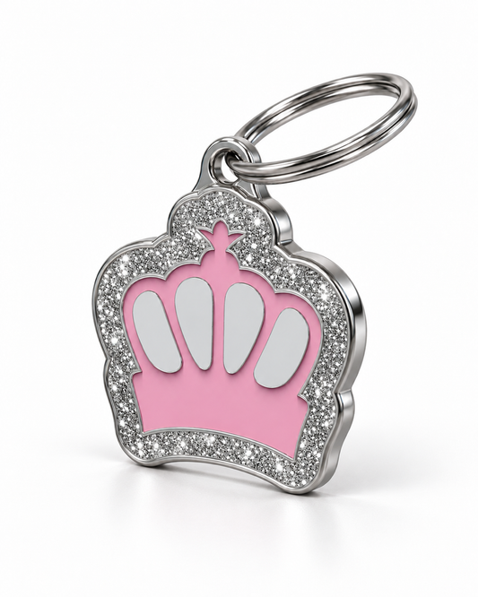 TAGiDOG King Spark Pink ID Tag, angled view
