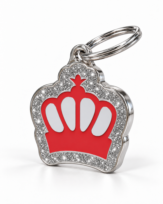 TAGiDOG King Spark Red ID Tag dog ID tag, angled view