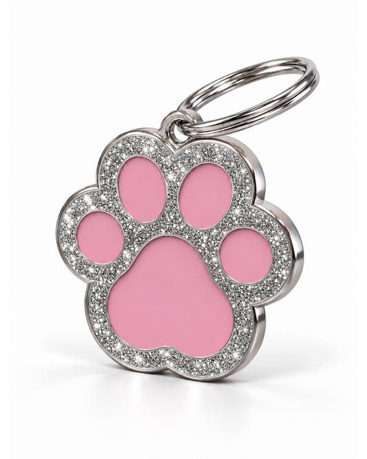 TAGiDOG Paw Spark Pink ID Tag, angled view