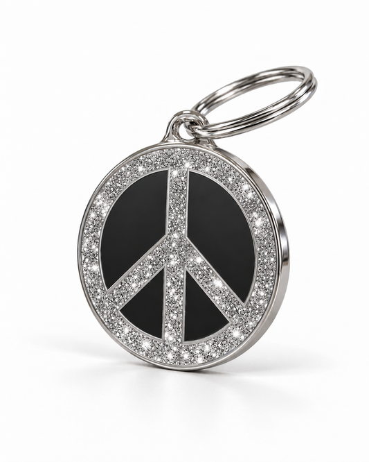 TAGiDOG Peace Spark Black ID Tag dog ID tag, angled view