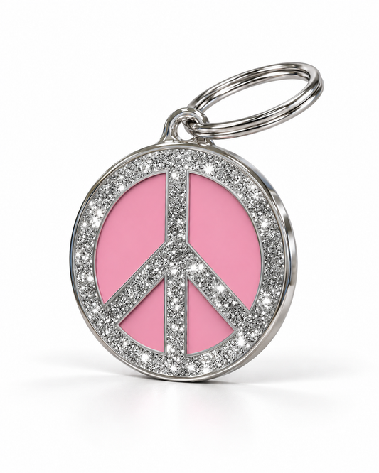 TAGiDOG Peace Spark Pink ID Tag, angled view