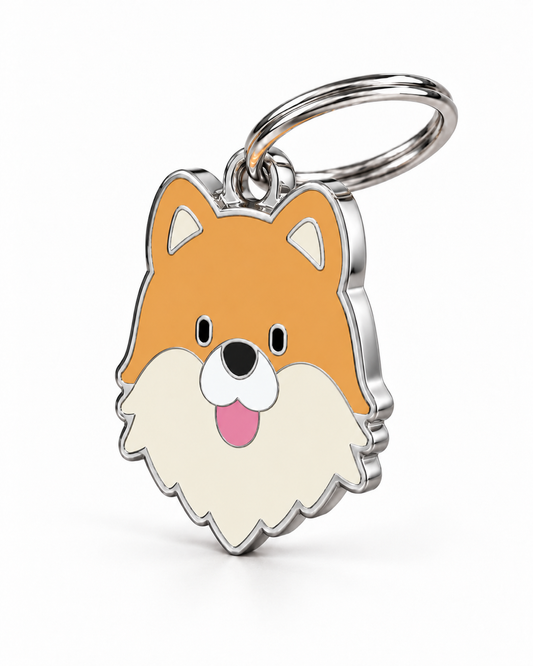 TAGiDOG Pomeranian Dog ID Tag, angled view