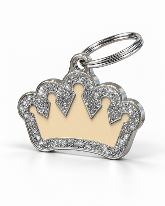 TAGiDOG Queen Spark Cream ID Tag dog ID tag, angled view