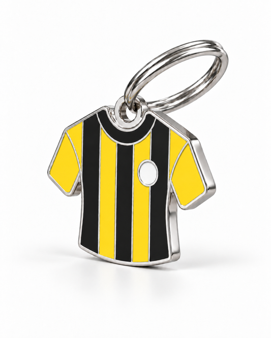 TAGiDOG Schwarzgelben Jersey ID Tag dog ID tag, angled view