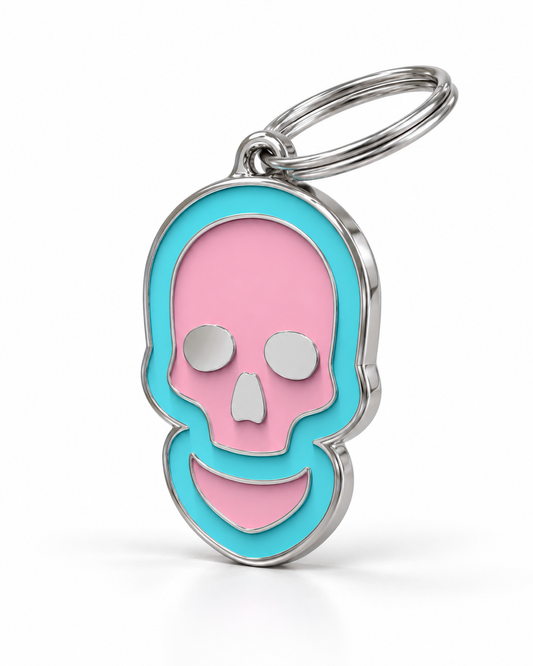 TAGiDOG Skull Bubblepop ID Tag dog ID tag, angled view