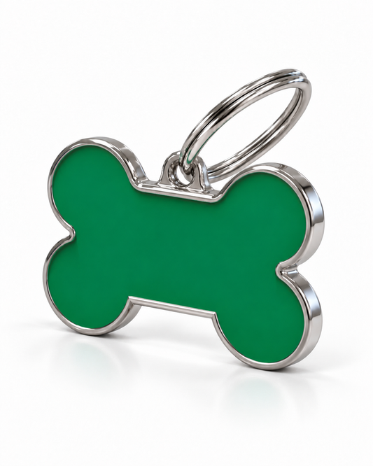 TAGiDOG Solid Bone Green ID Tag Medium dog ID tag, angled view