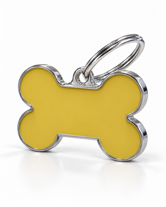TAGiDOG Solid Bone Yellow ID Tag Medium dog ID tag, angled view