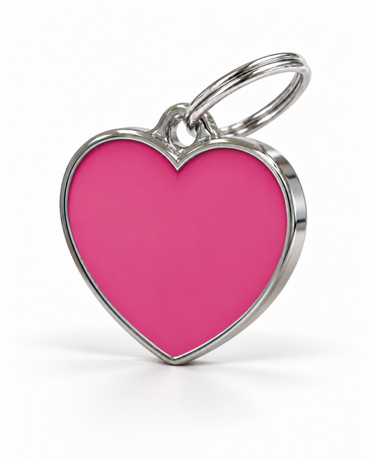 TAGiDOG Solid Heart Pink ID Tag dog ID tag, angled view