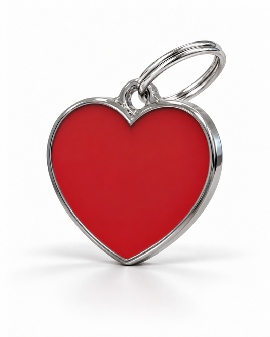 TAGiDOG Solid Heart Red ID Tag dog ID tag, angled view