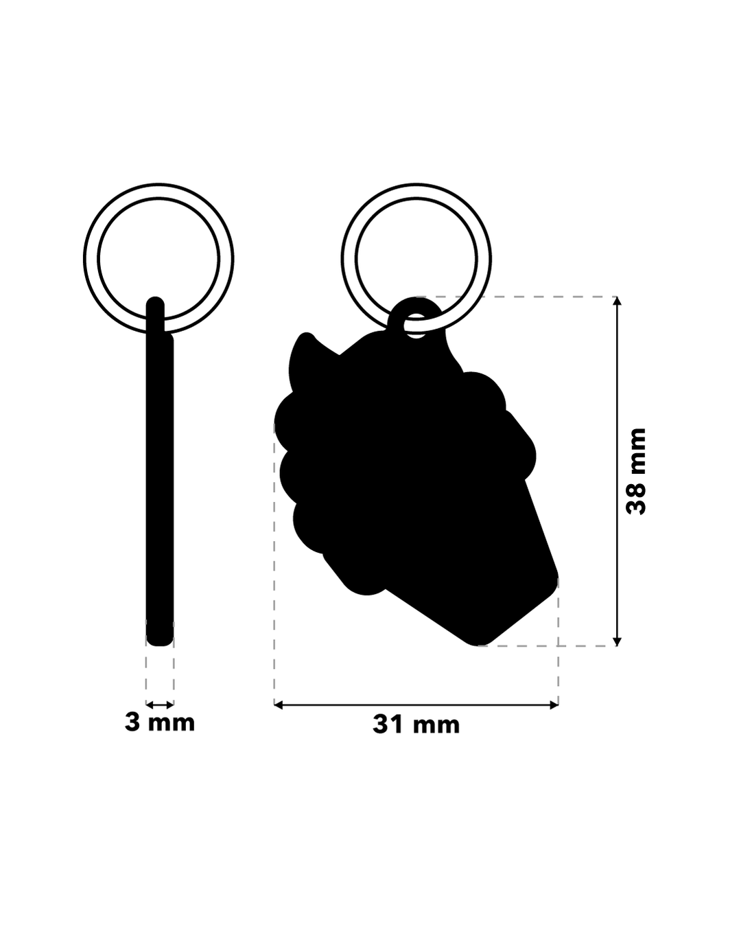TAGiDOG Chocolate Ice Cream ID Tag ID tag dimensions, 31 mm wide and 38 mm high, 3 mm thickness