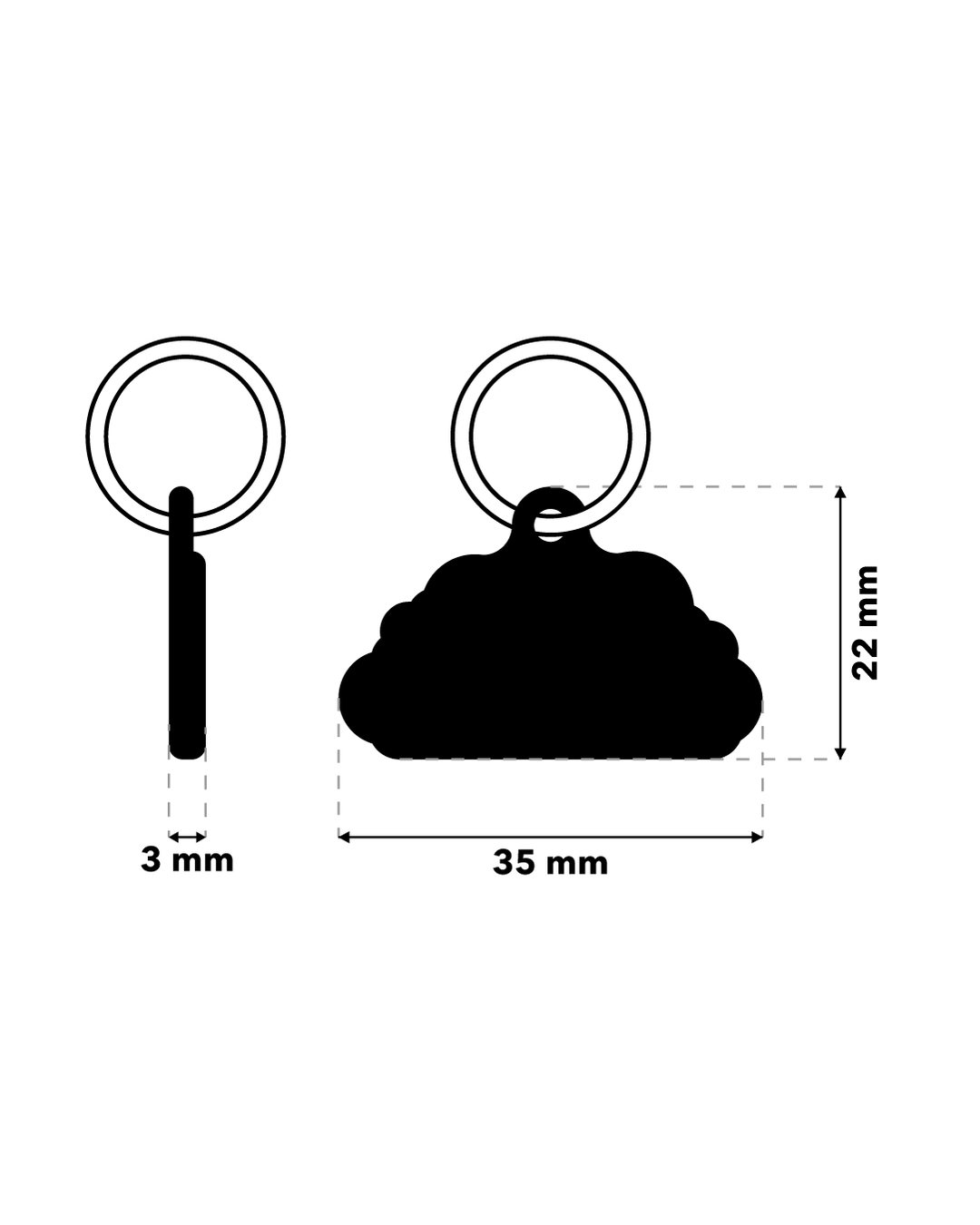 TAGiDOG Taco ID Tag ID tag dimensions, 35 mm wide and 22 mm high, 3 mm thickness