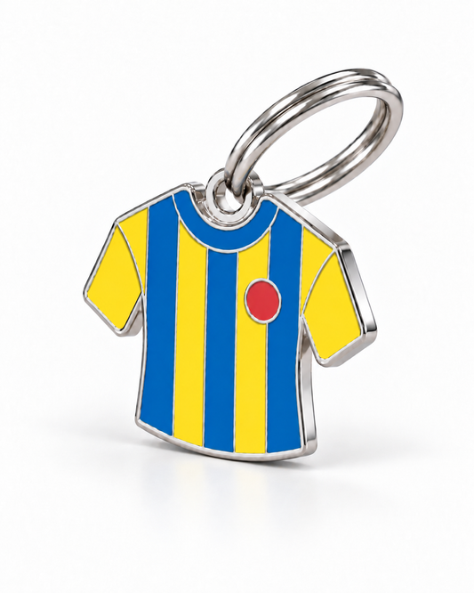 TAGiDOG The Canaries Jersey ID Tag dog ID tag, angled view