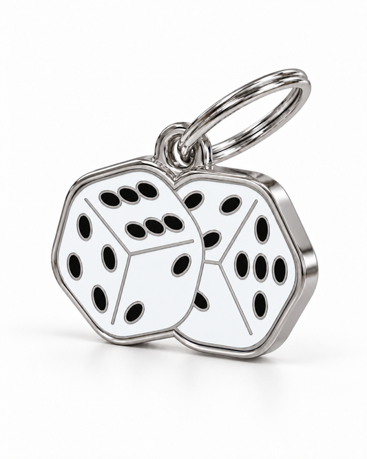 TAGiDOG Vegas Dice ID Tag dog ID tag, angled view