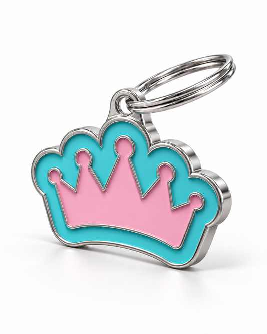 TAGiDOG Vivid Queen Pink ID Tag dog ID tag, angled view