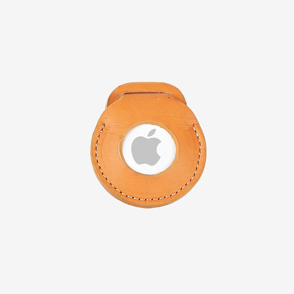 Vegan Leather Dog Airtag Holder - Orange