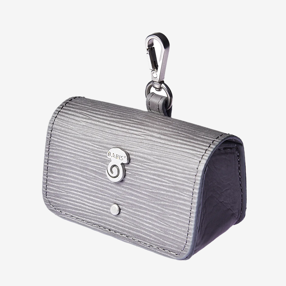 Gray Vegan Leather Poop Bag