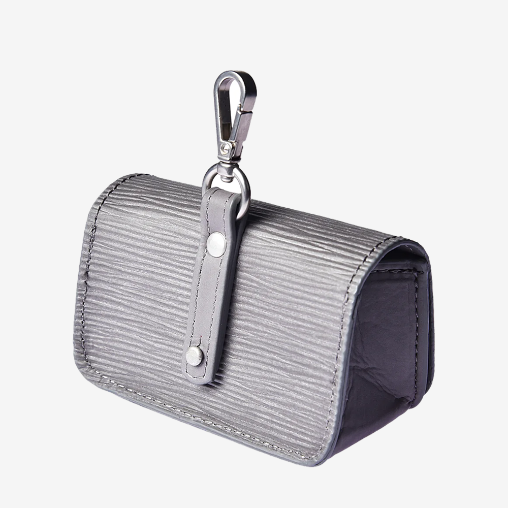 Gray Vegan Leather Poop Bag