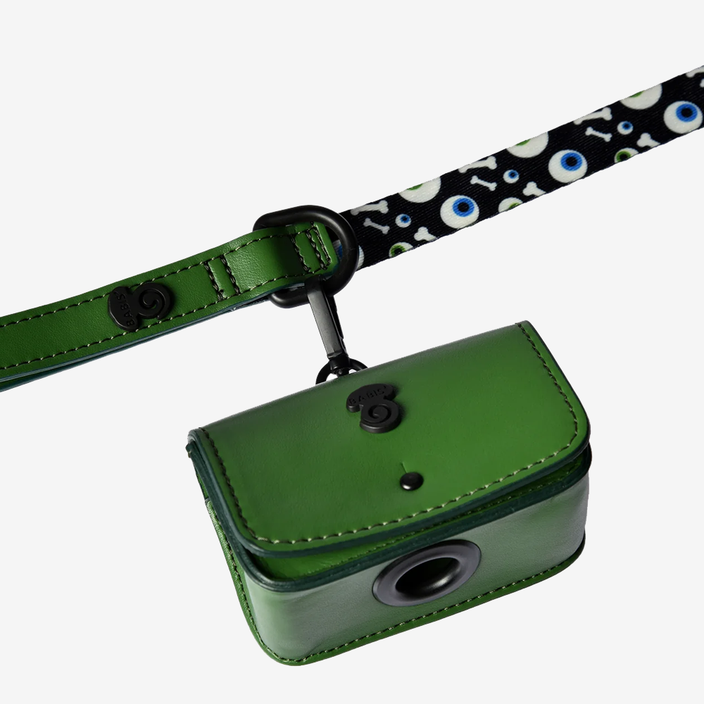 Green Vegan Leather Poop Bag
