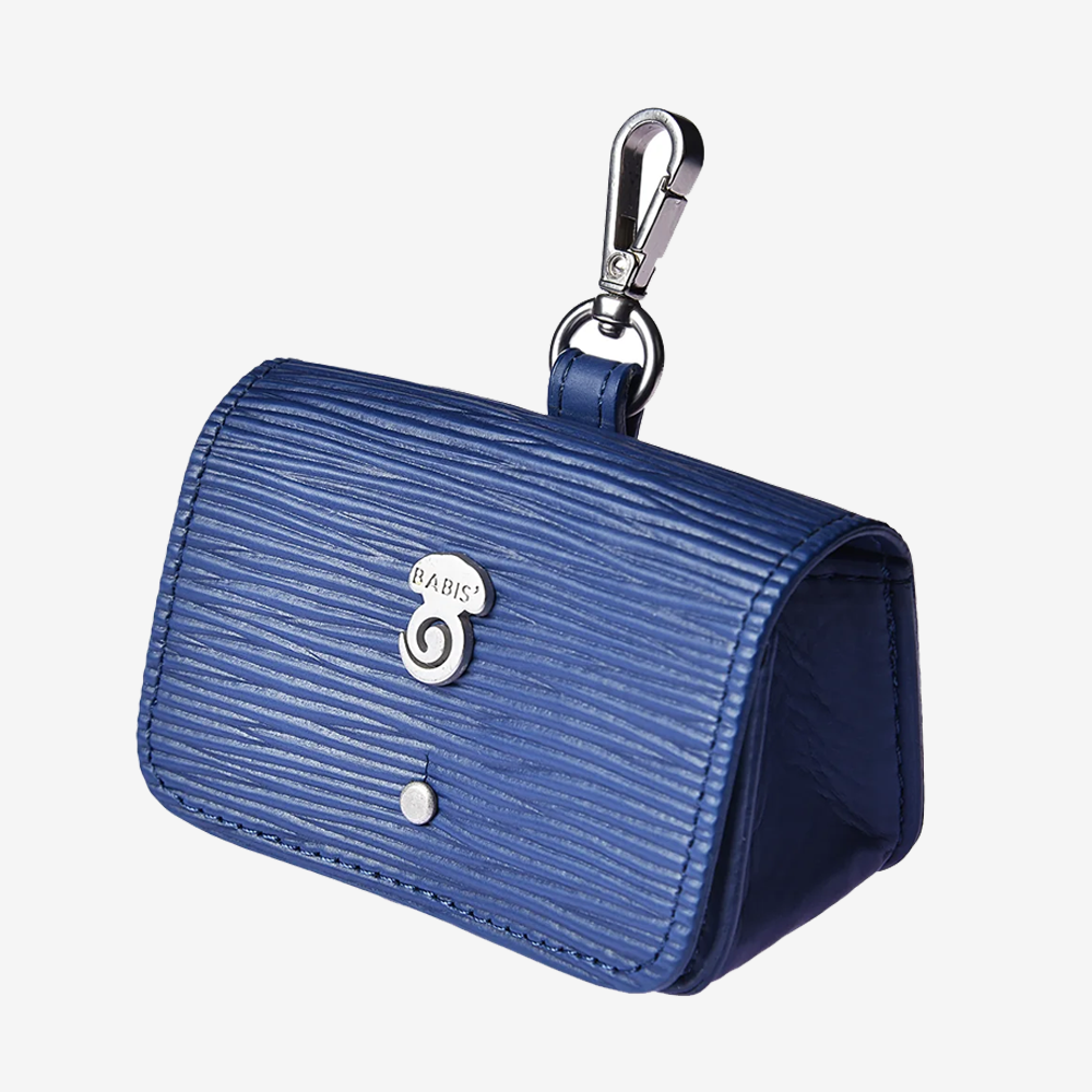 Blue Vegan Leather Poop Bag