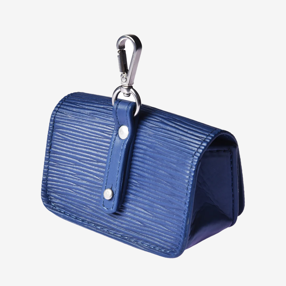 Blue Vegan Leather Poop Bag