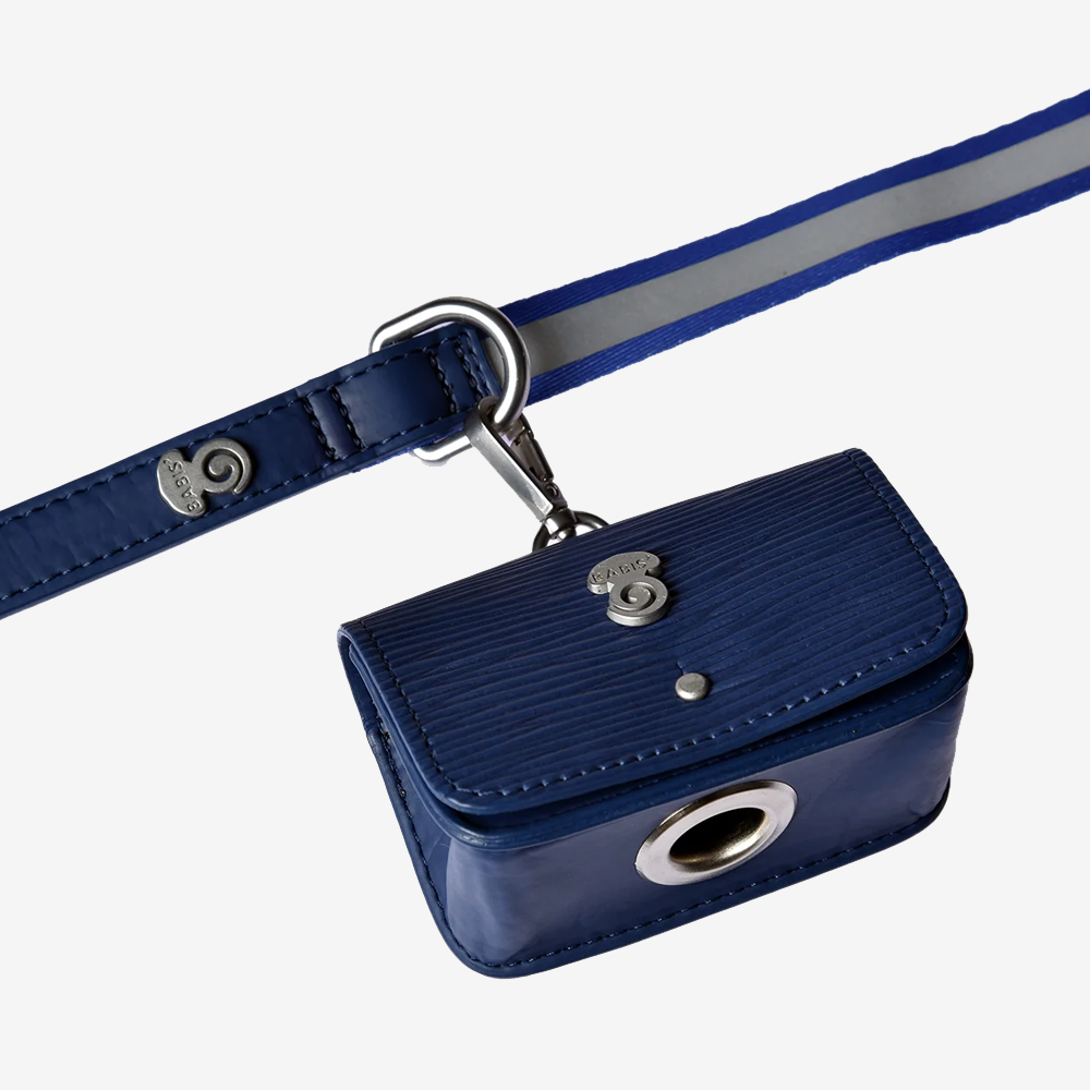 Blue Vegan Leather Poop Bag
